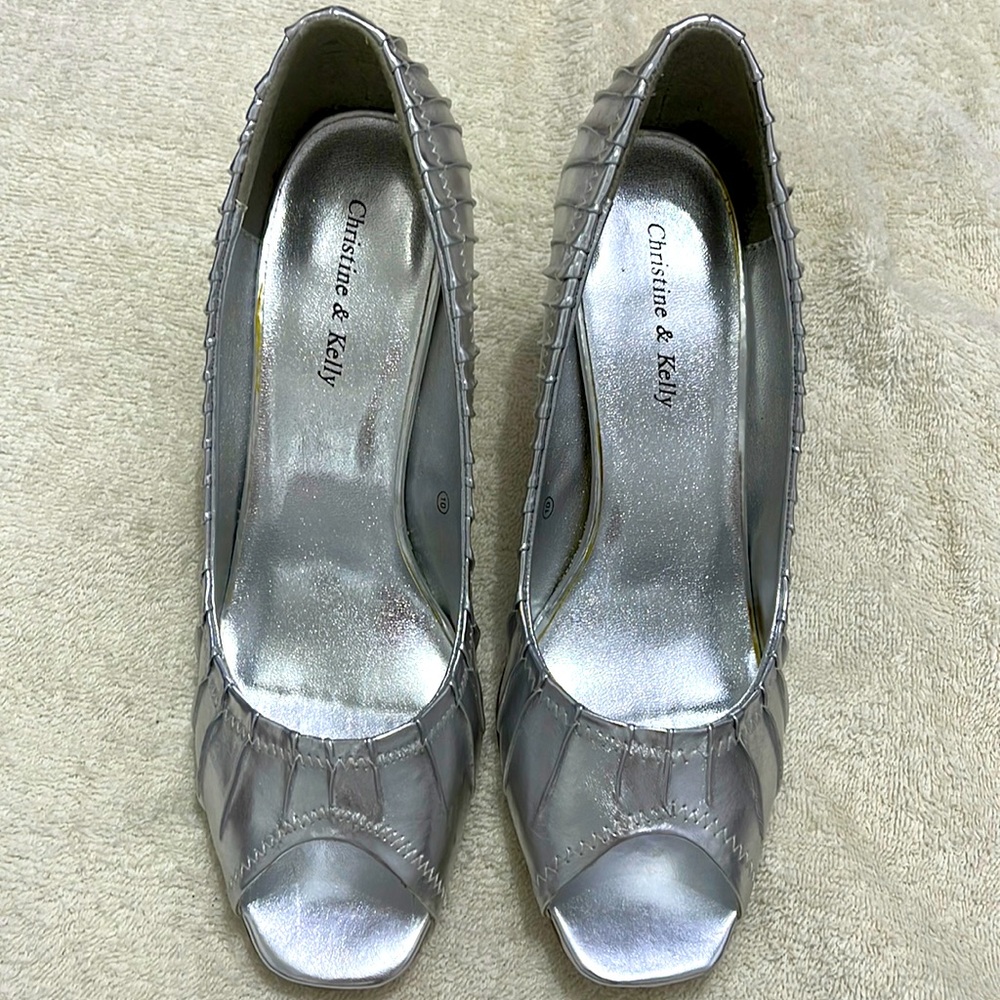 Silver 3 inch dress heels